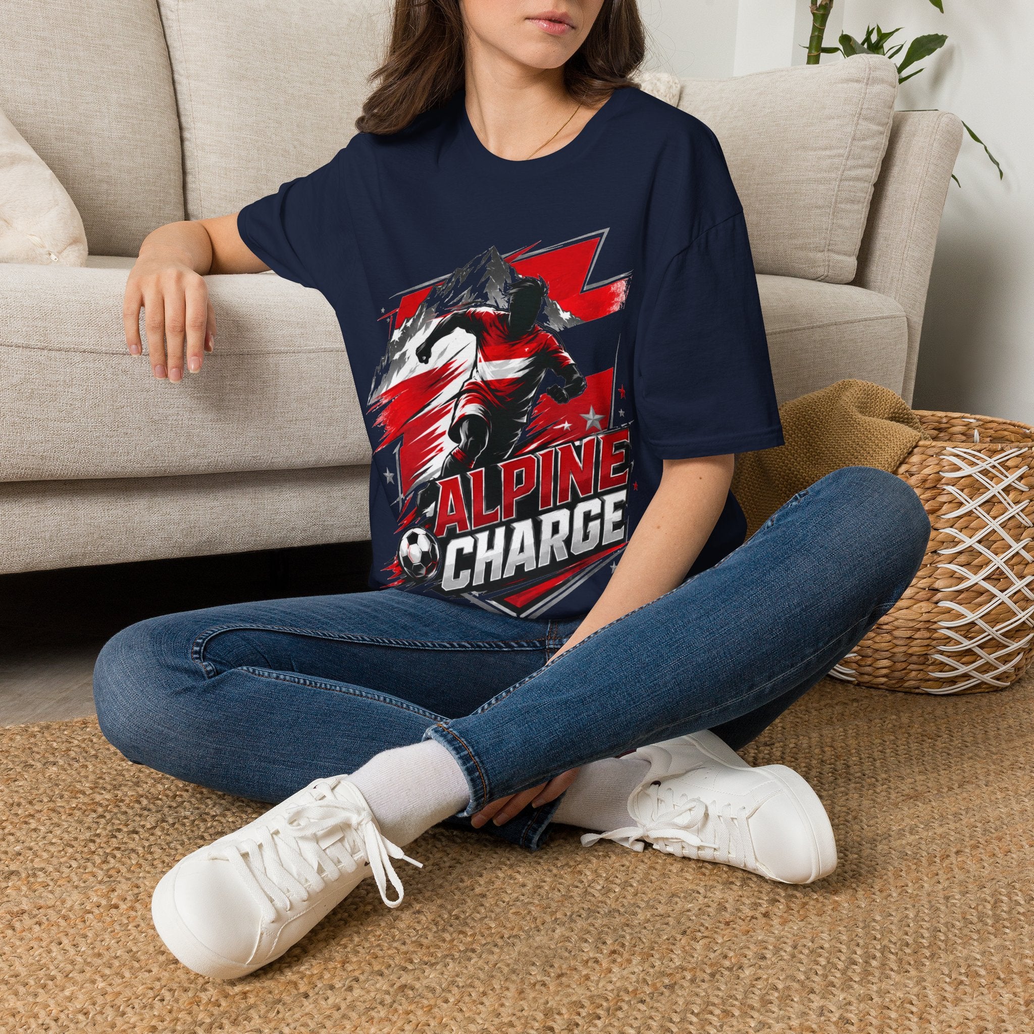 Austria  Alpine Charge Soccer T-Shirt — Mountain Football Graphic Tee -