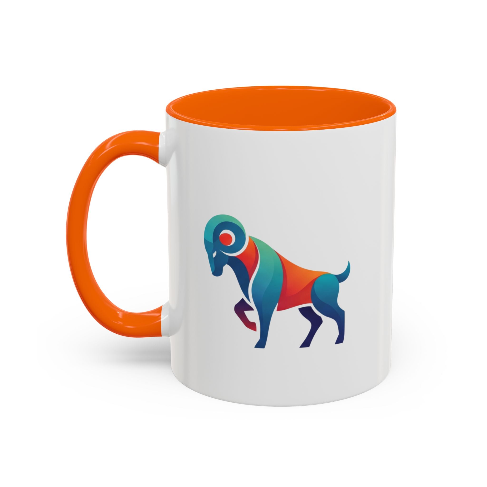 Colorful Ram Accent Coffee Mug — Geometric Zodiac Aries Design