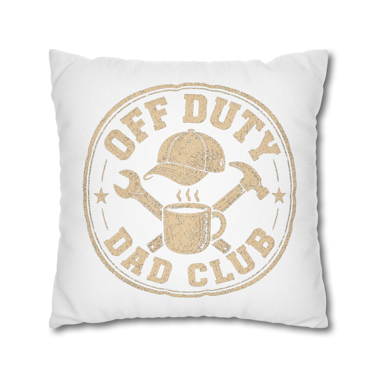 Off Duty Dad Club Pillowcase — Rustic Father's Day Decorative Throw Pillow Cover Milo Bailey Dog Dad Mom