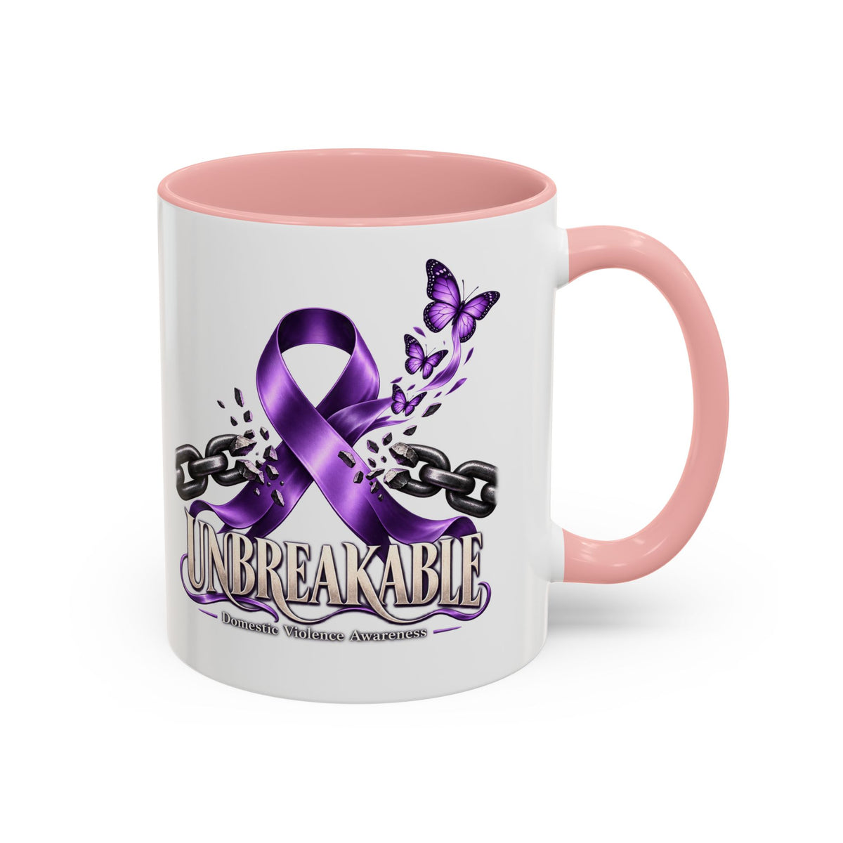 Unbreakable Purple Ribbon Coffee Mug —Domestic Violence Awareness Support Accent Mug