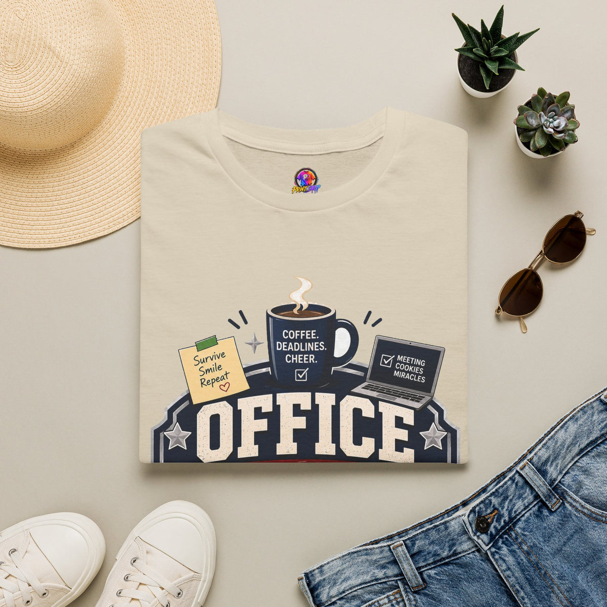 Office Holiday Survivor T-Shirt — Coffee, Deadlines & Cheer Work Shirt