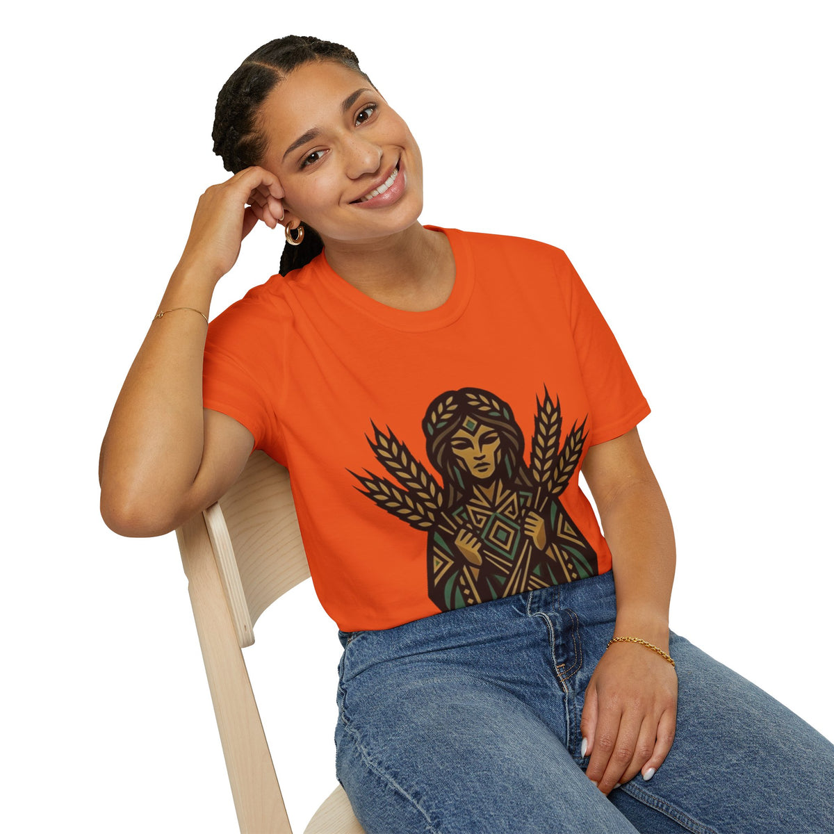 Harvest Goddess T-Shirt — Wheat Spirit Floral Pagan Shirt