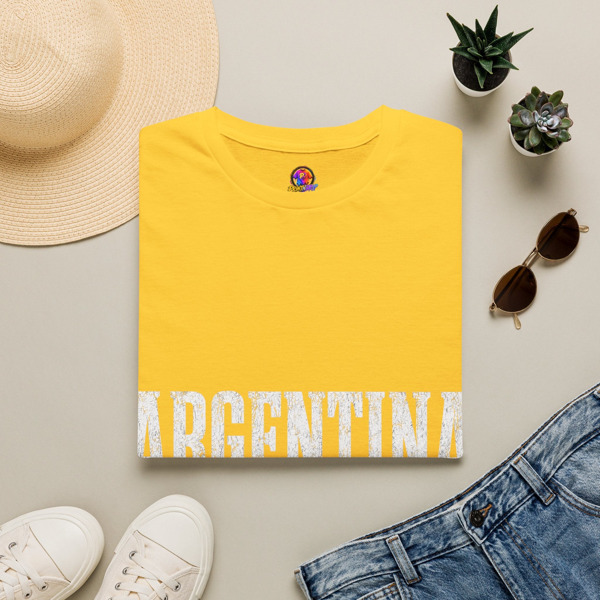 Argentina Graphic T-Shirt — Retro Flag Stripe Football Soccer Tee