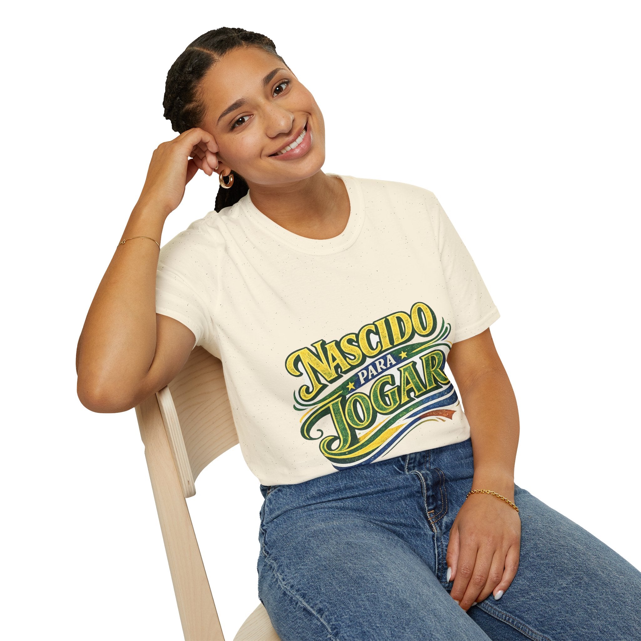 Brazil T‑Shirt — Nascido Para Jogar Vintage Brazilian Soccer Graphic Tee