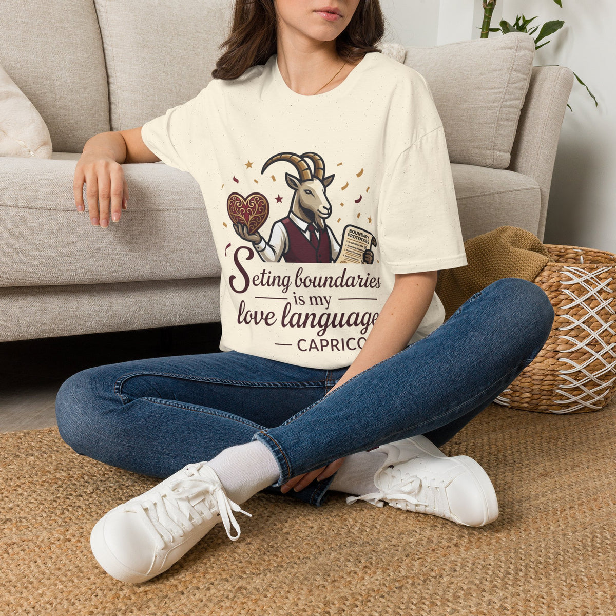 Capricorn T-Shirt — "Setting Boundaries is My Love Language" Zodiac Goat Tee