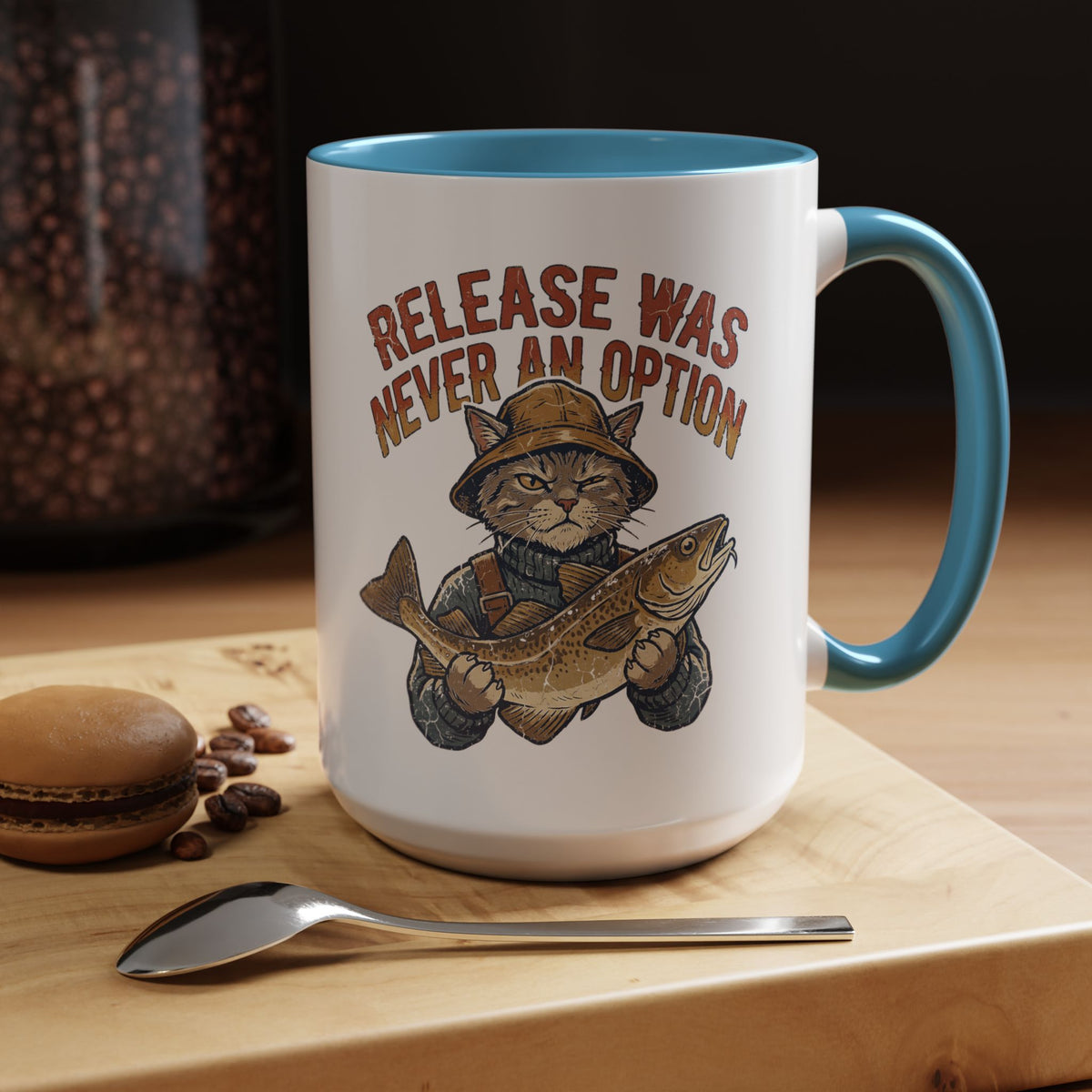 "Release Was Never An Option" Funny And Witty Accent Coffee Mug (11, 15oz)