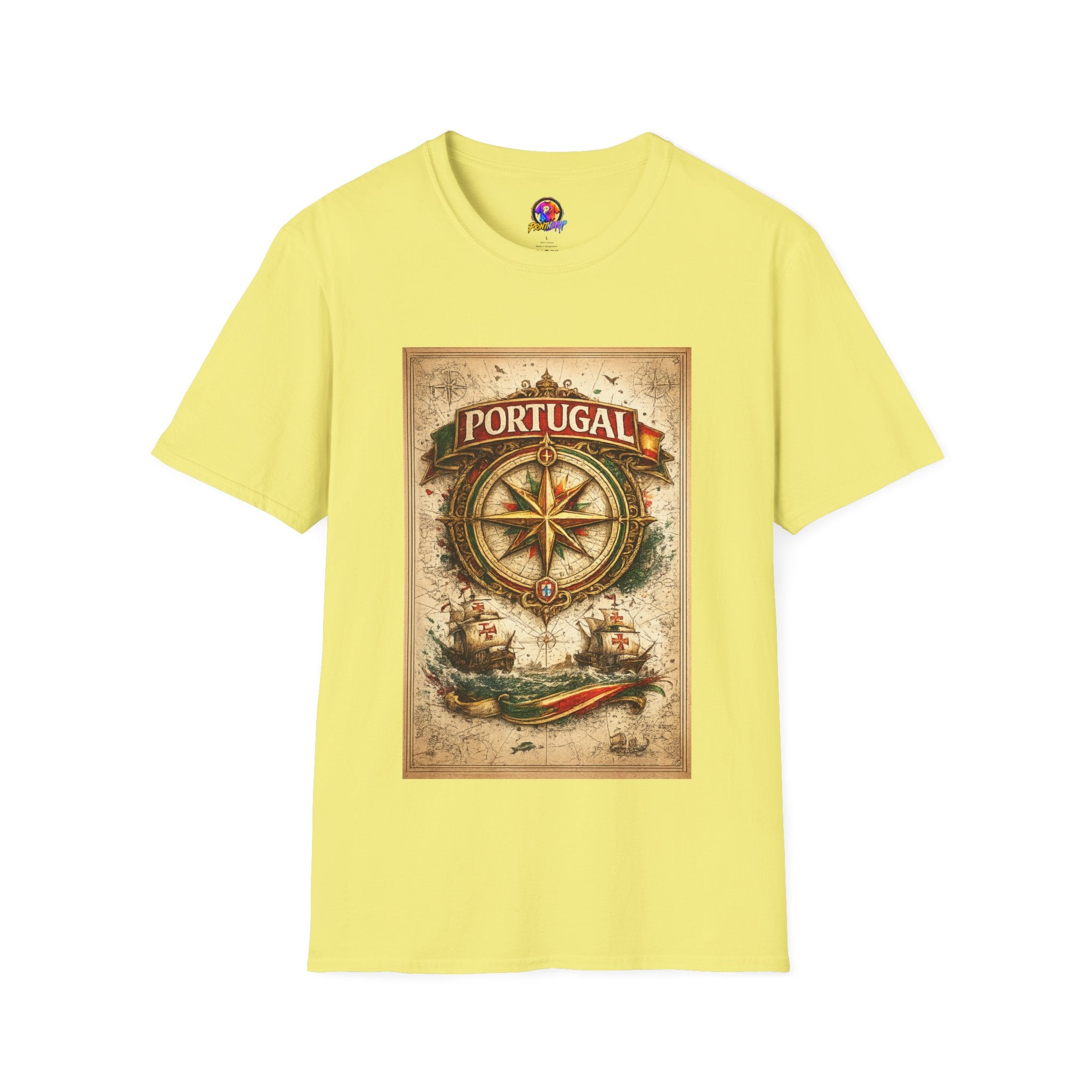 Portugal Compass T‑Shirt — Vintage Nautical Travel Tee