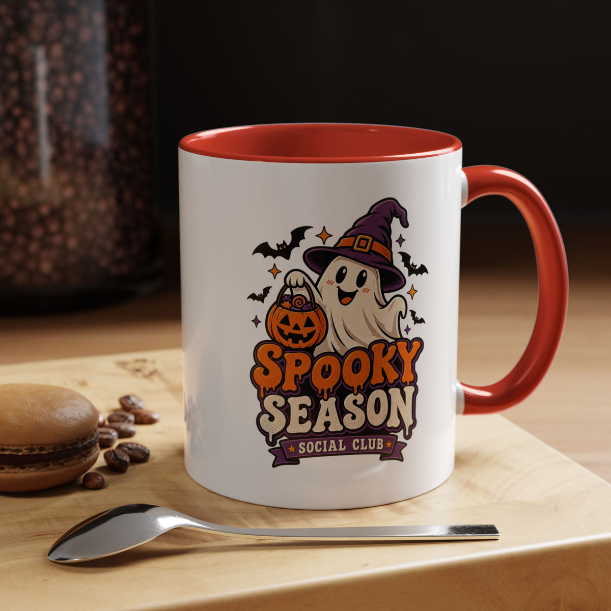 Spooky Season Coffee Mug — Cute Ghost Halloween Accent Mug (11/15oz)