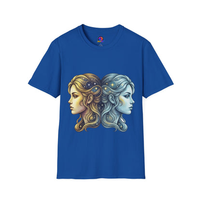 Zodiac Gemini Sun & Moon T-Shirt — Dual Faces Cosmic Design