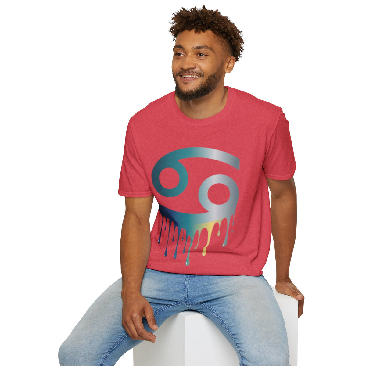 Cancer Zodiac T‑Shirt — Dripping Gradient Astrology Tee (Cancer Symbol)