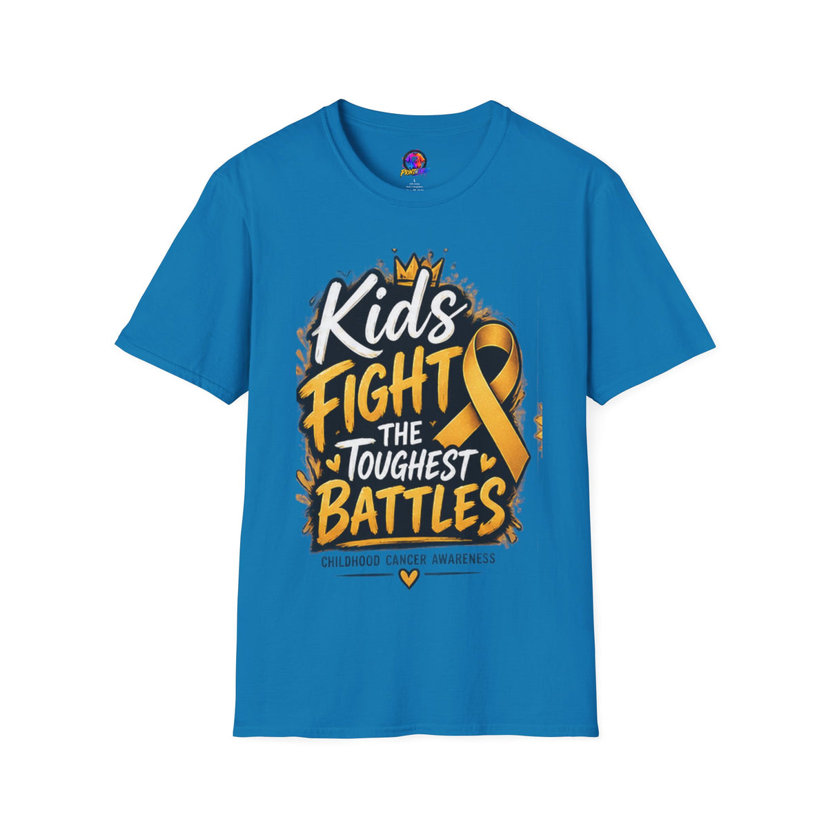 Childhood Cancer Awareness T-Shirt — "Kids Fight the Toughest Battles" Gold Ribbon
