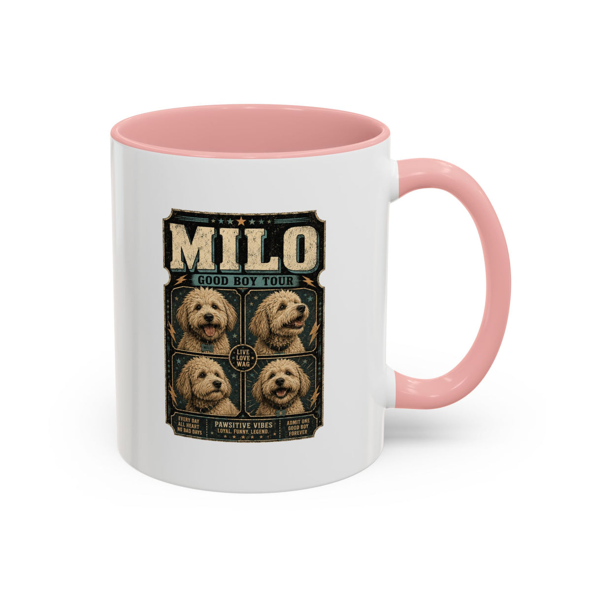 Milo Bailey Dog Dad Mom Personalized Milo Dog Coffee Mug — "Good Boy Tour" Accent Mug