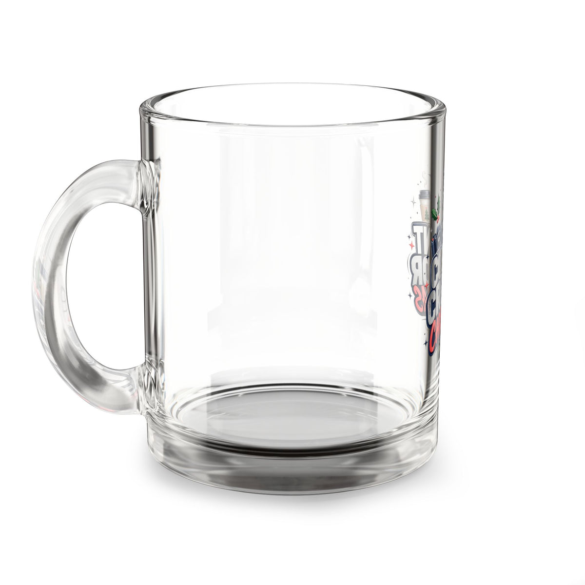 Modern Day Christmas Glass Mug  10oz vContent Creator Christmas Glass Mug – 10oz Holiday Coffee Cup
