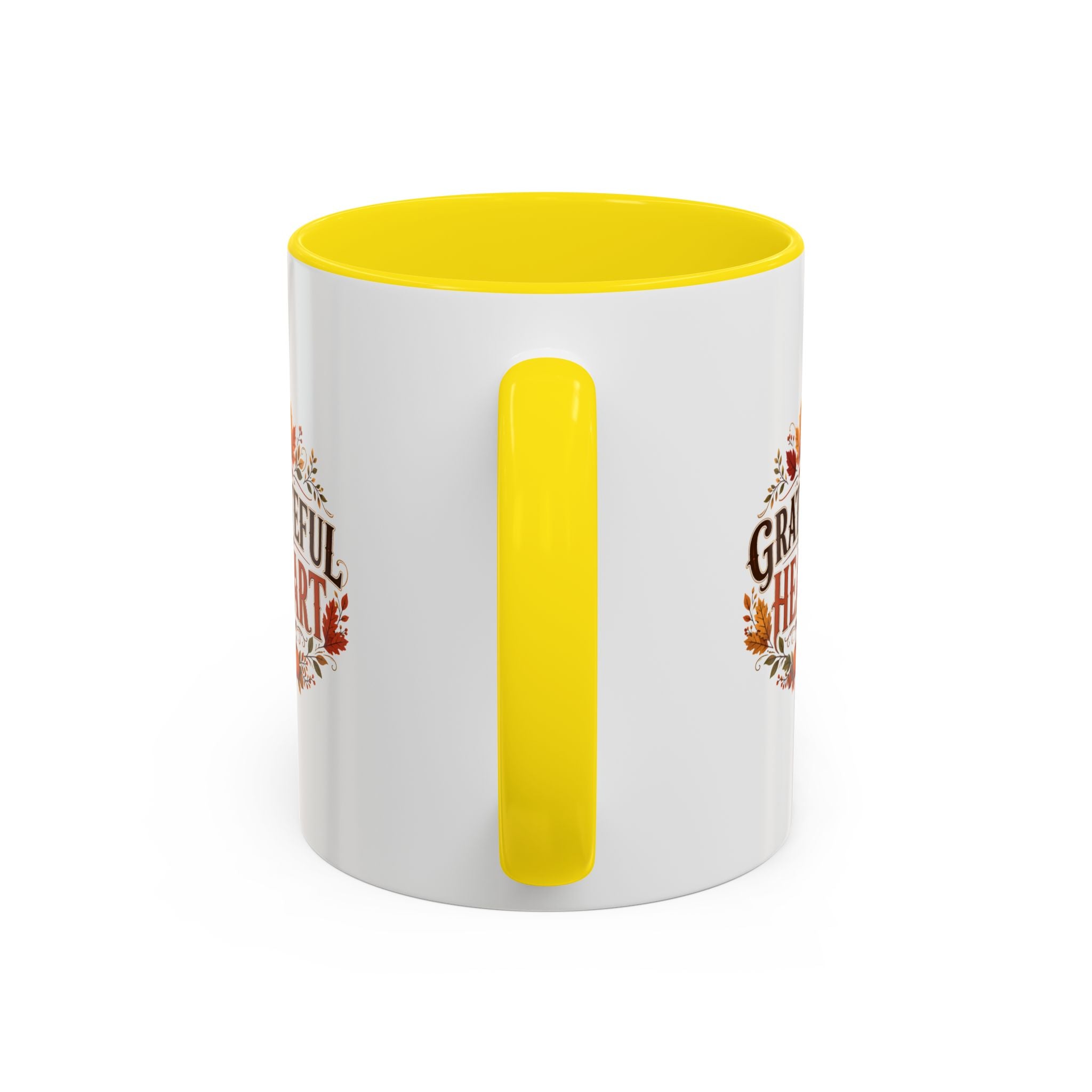 Thanksgiving Mug Grateful Heart Coffee Mug — Fall Leaves Pumpkin Accent Mug