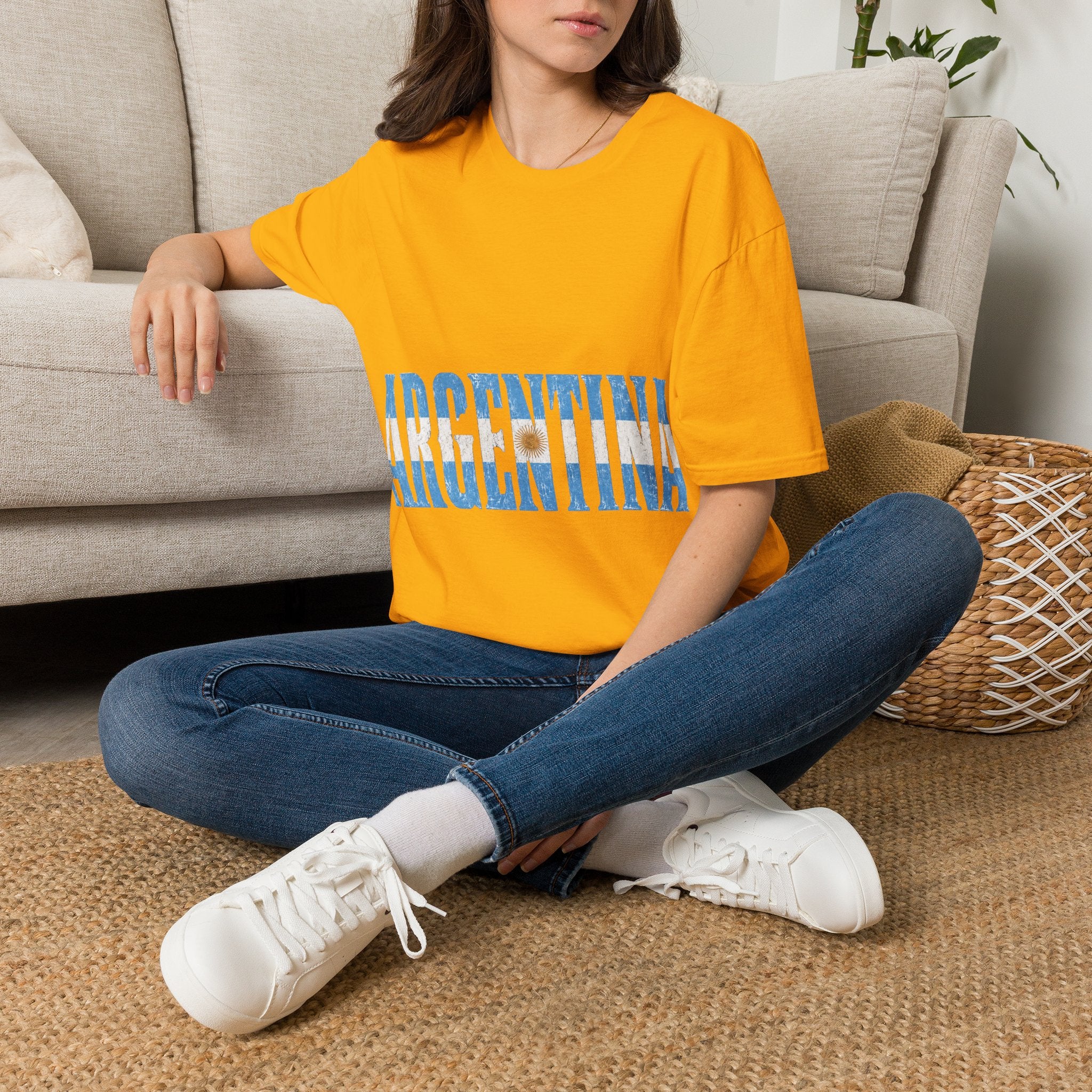 Argentina Beach Vibes T-Shirt — Distressed Blue "ARGENTINA" Graphic