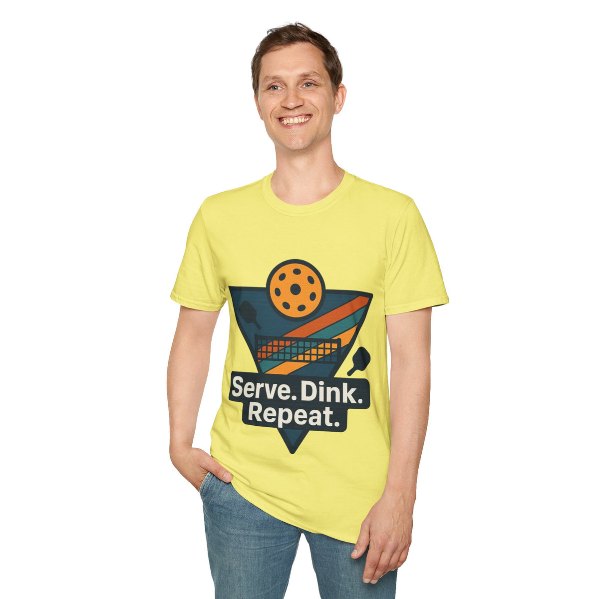 Pickleball T-Shirt — Retro Paddle & Ball Design with “Serve. Dink. Repeat.” Slogan - Trending Now - August 2026