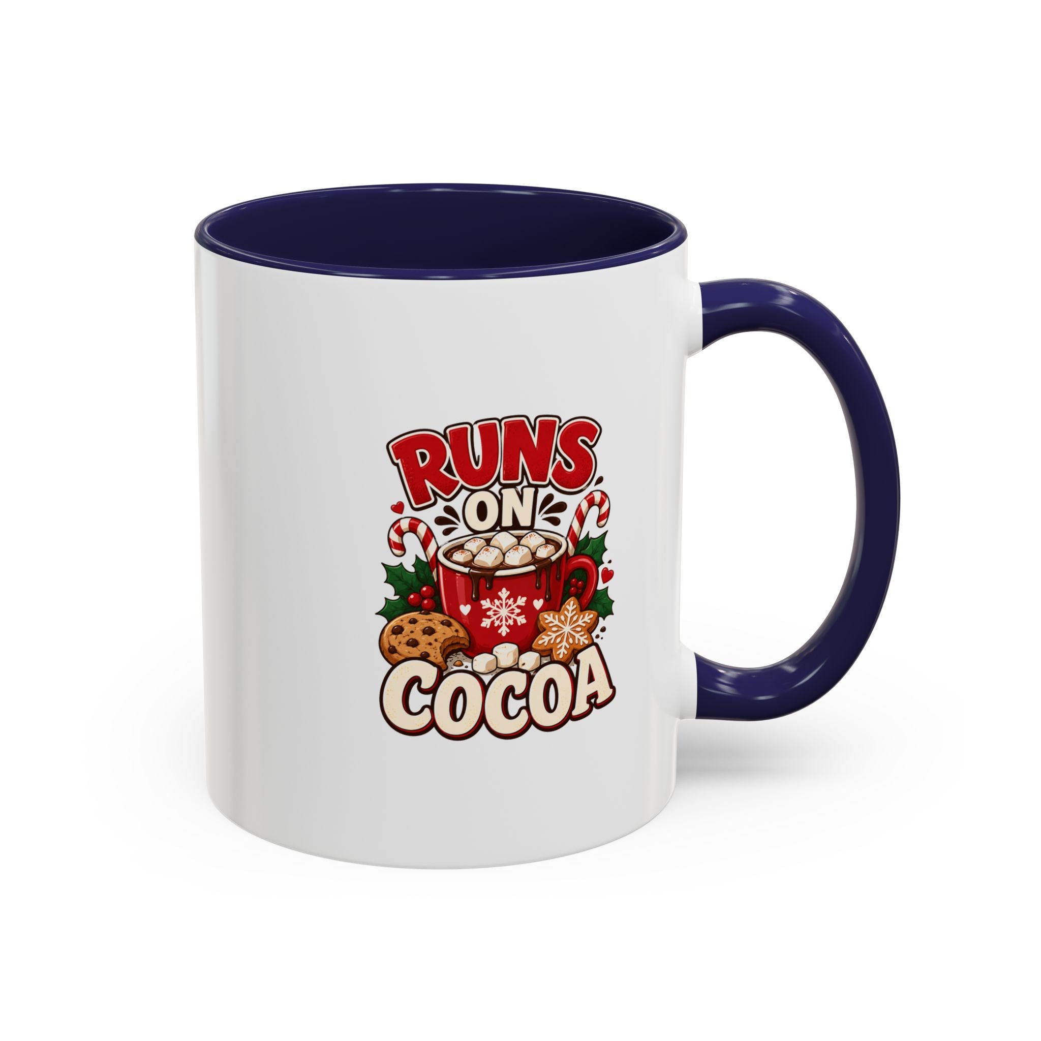 Runs on Cocoa Accent Coffee Mug — Holiday Hot Cocoa Gift