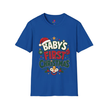 Baby's First Christmas T-Shirt — Festive Santa Hat & Ornaments Holiday Tee