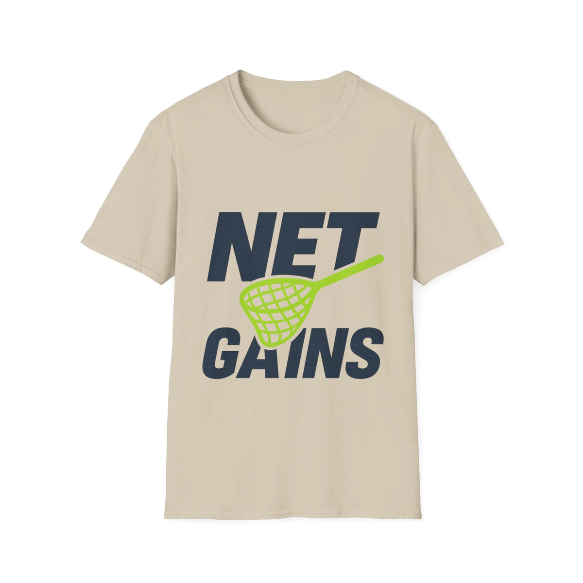 "Net Gains" Funny Tennis Pun Tee - Cute Bold Text Retro Athletic White T-Shirt - Trending Now - September 2026