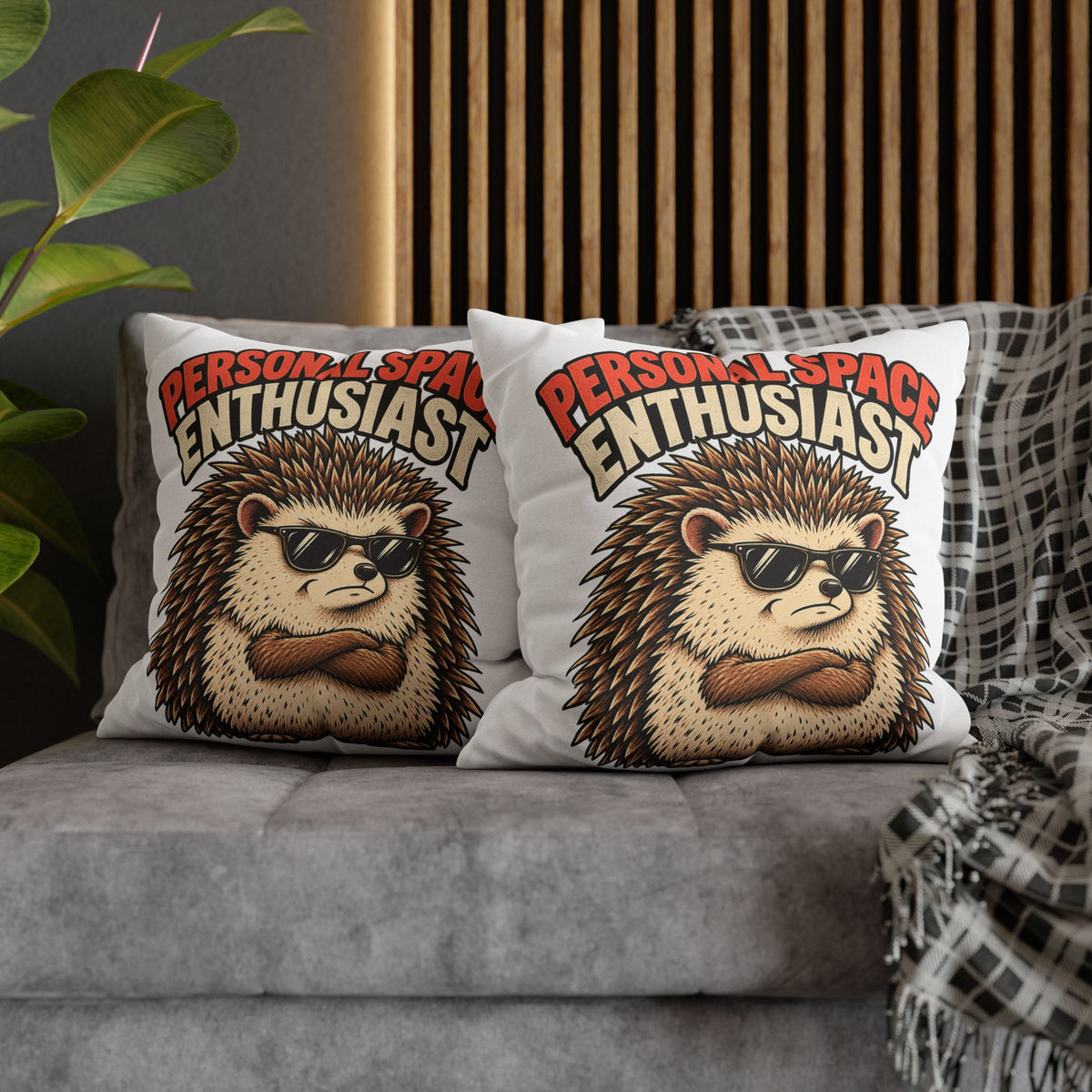 Personal Space Enthusiast Hedgehog Pillowcase — Funny Decorative Throw Pillow Cover