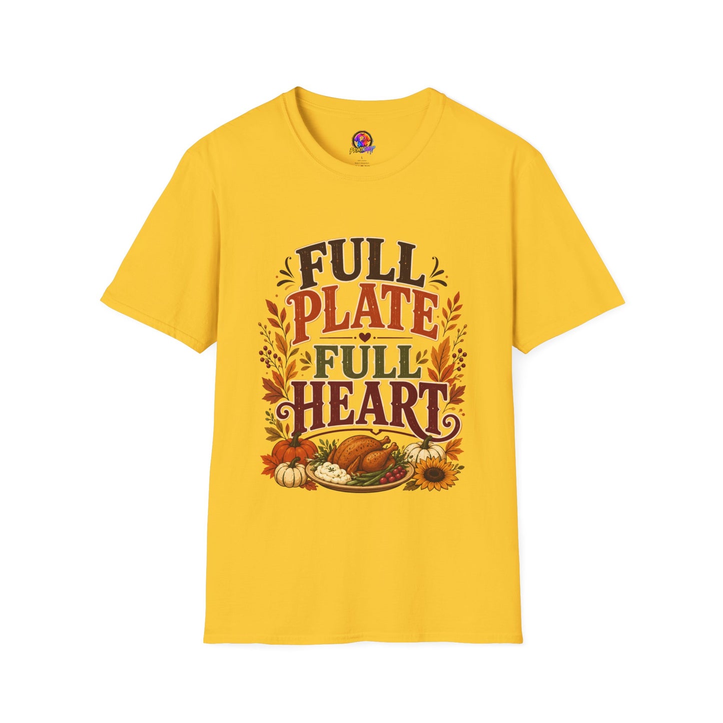 Thanksgiving T-Shirt - "Full Plate Full Heart" Fall Harvest Tee