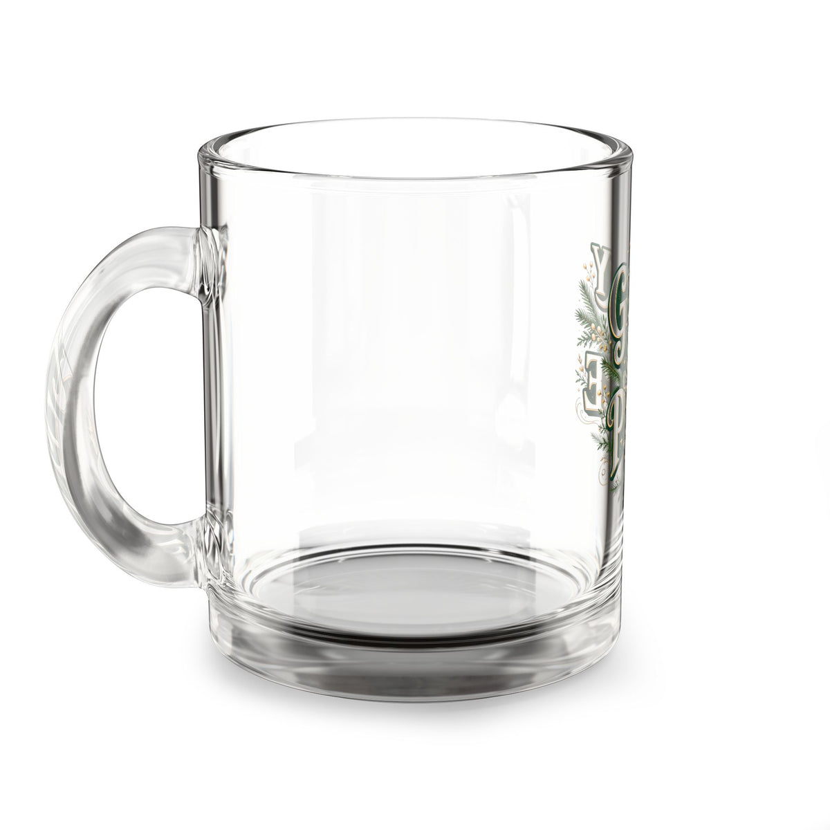 Christmas Glass Mug 10 oz Glass Mug — "Glory Joy Peace" Christmas Glass Coffee Mug