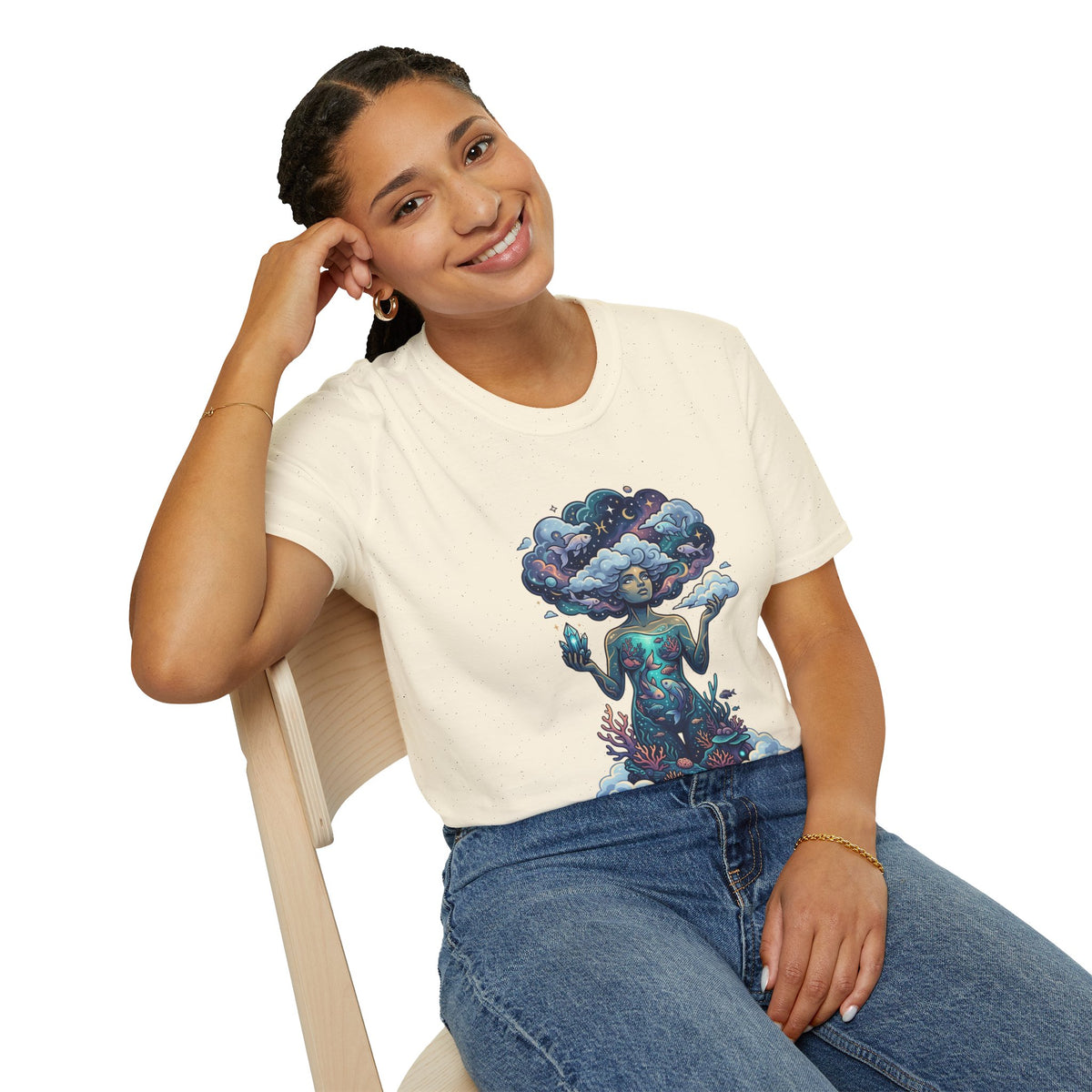 Dreamscape Goddess T-Shirt — 'Head in the Clouds' Surreal Art Tee
