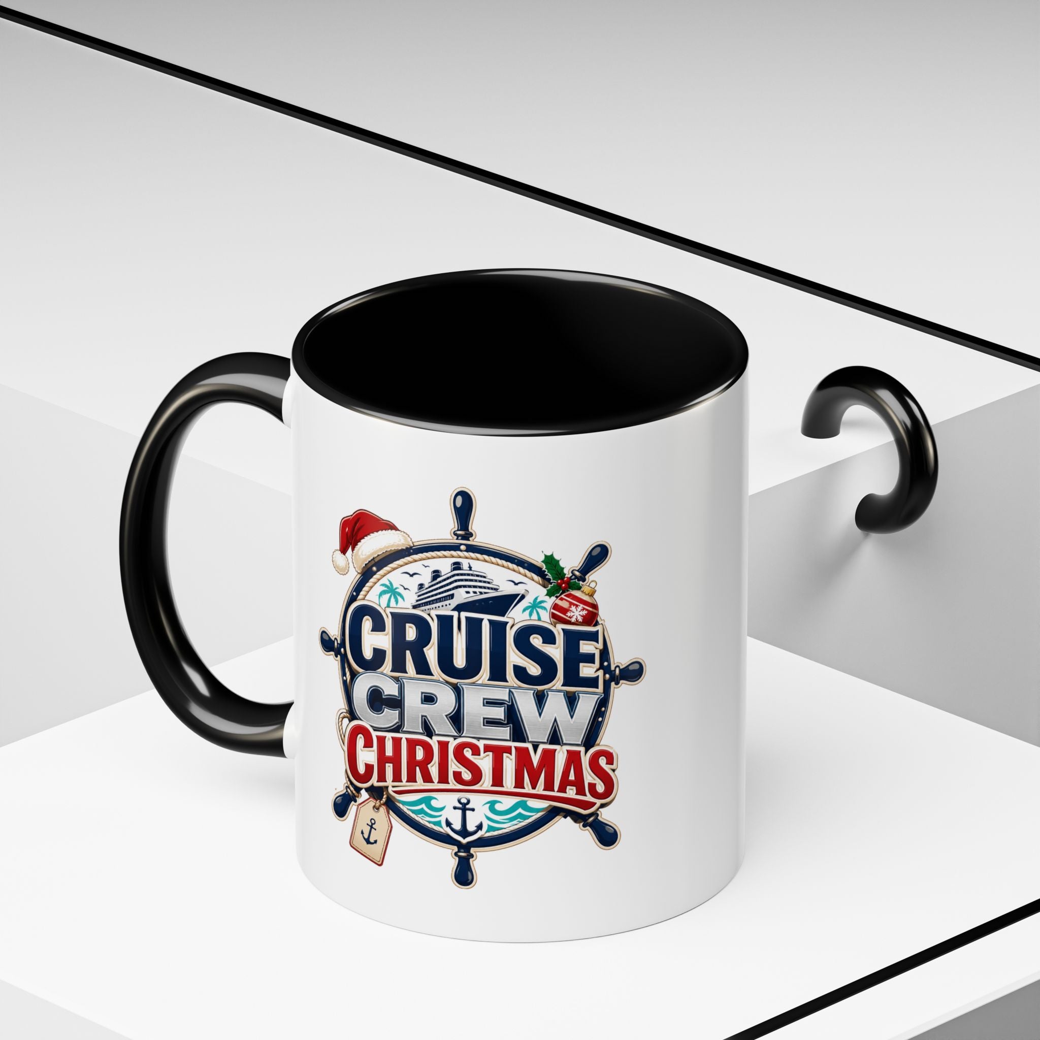 Modern Day Christmas  Cruise Crew Accent Coffee Mug - Holiday Nautical Travel Gift (11/15oz)