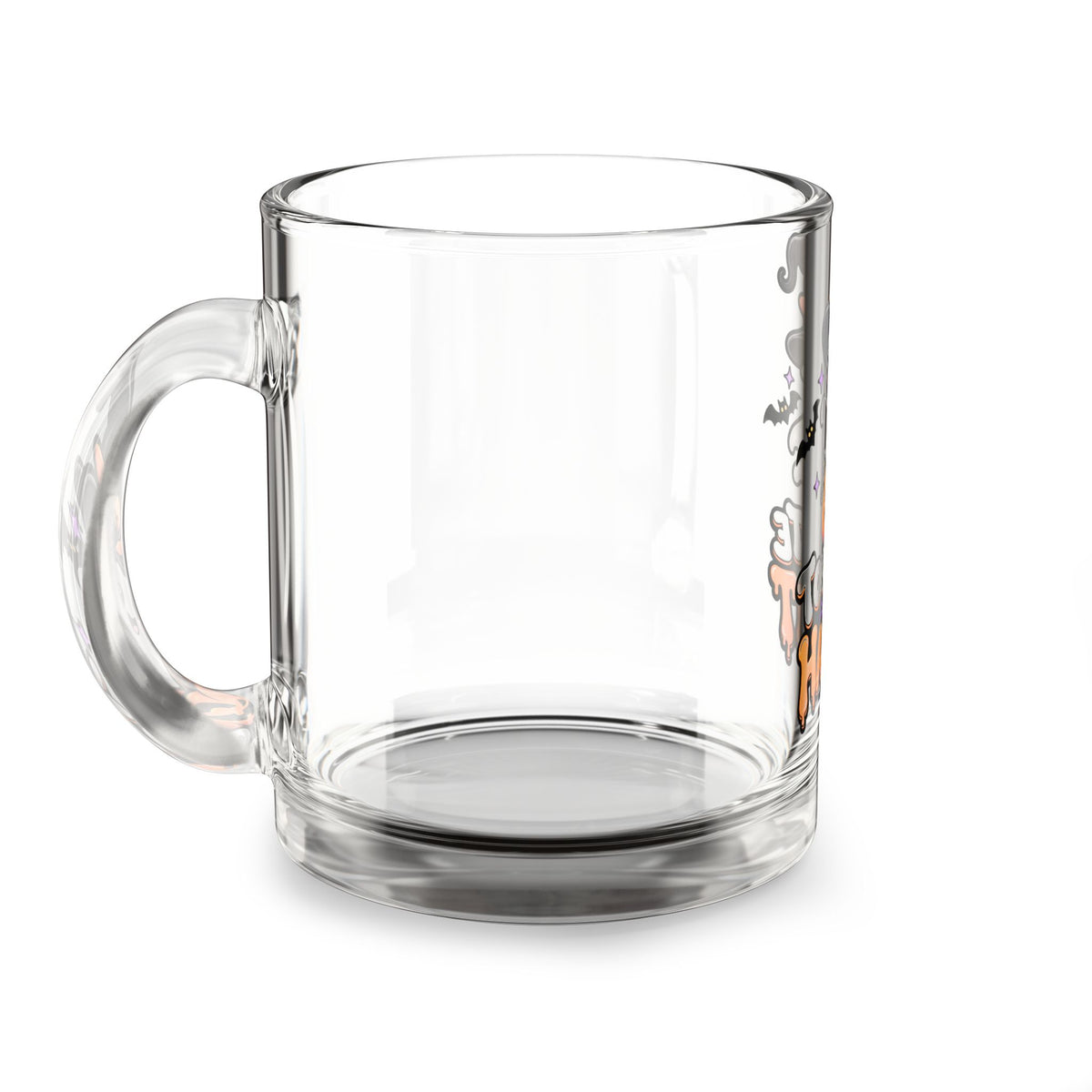 Glass Mug — 'Too Cute to Haunt' Halloween Ghost Pumpkin Coffee Cup (10 oz)