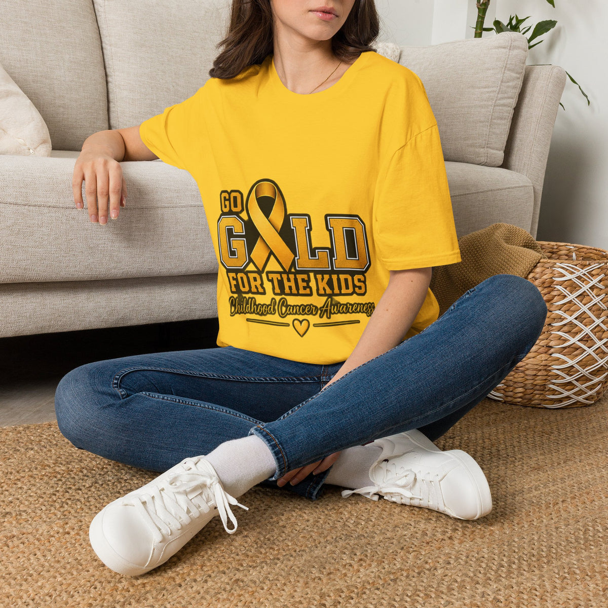 Go Gold For The Kids T-Shirt — Childhood Cancer Awareness Ribbon Tee
