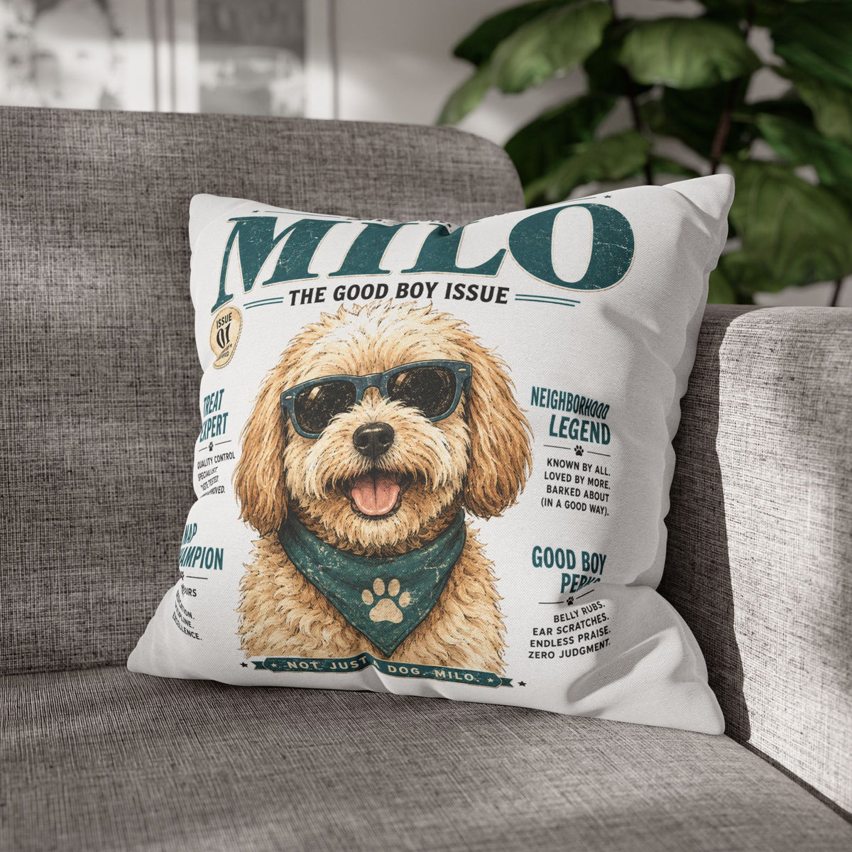 Milo 'The Good Boy Issue' Decorative Pillowcase Milo Bailey Dog Dad Mom