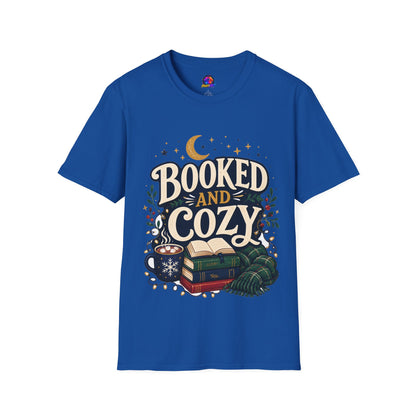 Booked and Cozy T-Shirt — Cozy Reading Graphic Tee (Books, Moon & Stars)