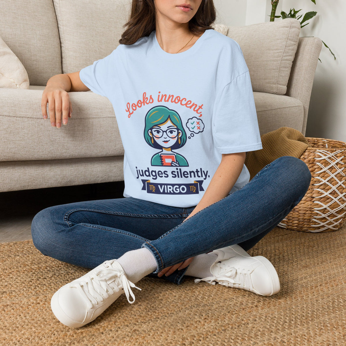Looks Innocent Virgo T-Shirt — Funny Zodiac Graphic Tee for Virgo Women