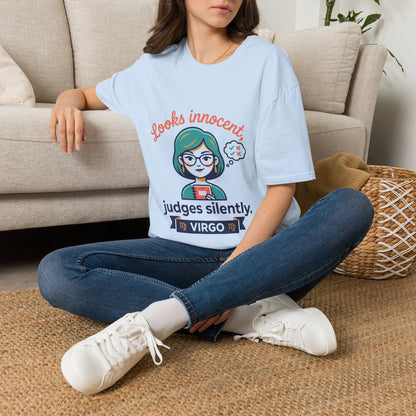 Looks Innocent Virgo T-Shirt — Funny Zodiac Graphic Tee for Virgo Women