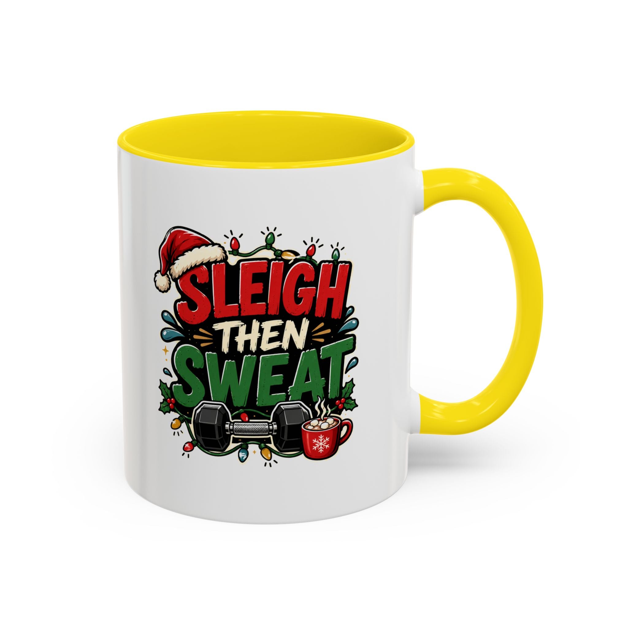 Modern Day Christmas Sleigh Then Sweat Coffee Mug — Festive Gym Motivational Holiday Gift