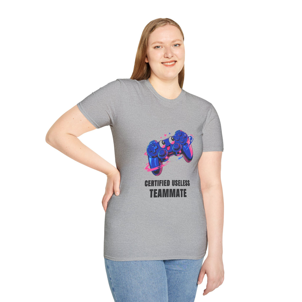 Certified Useless Teammate Gamer T-Shirt — Retro Neon Gamepad Tee - Trending Now - August 2026