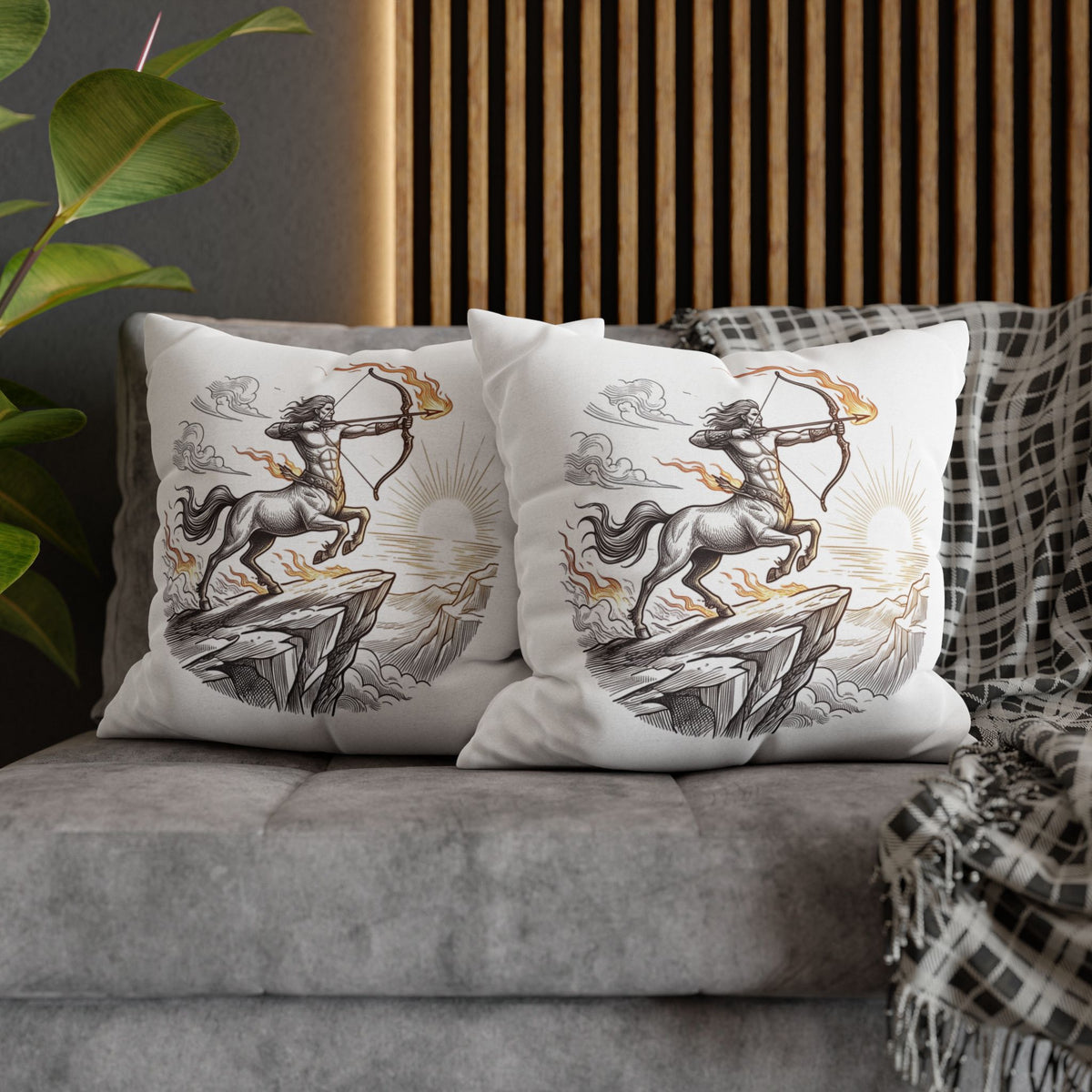 Sagittarius Centaur Archery Throw Pillow - Zodiac Mythology Decorative Pillowcase