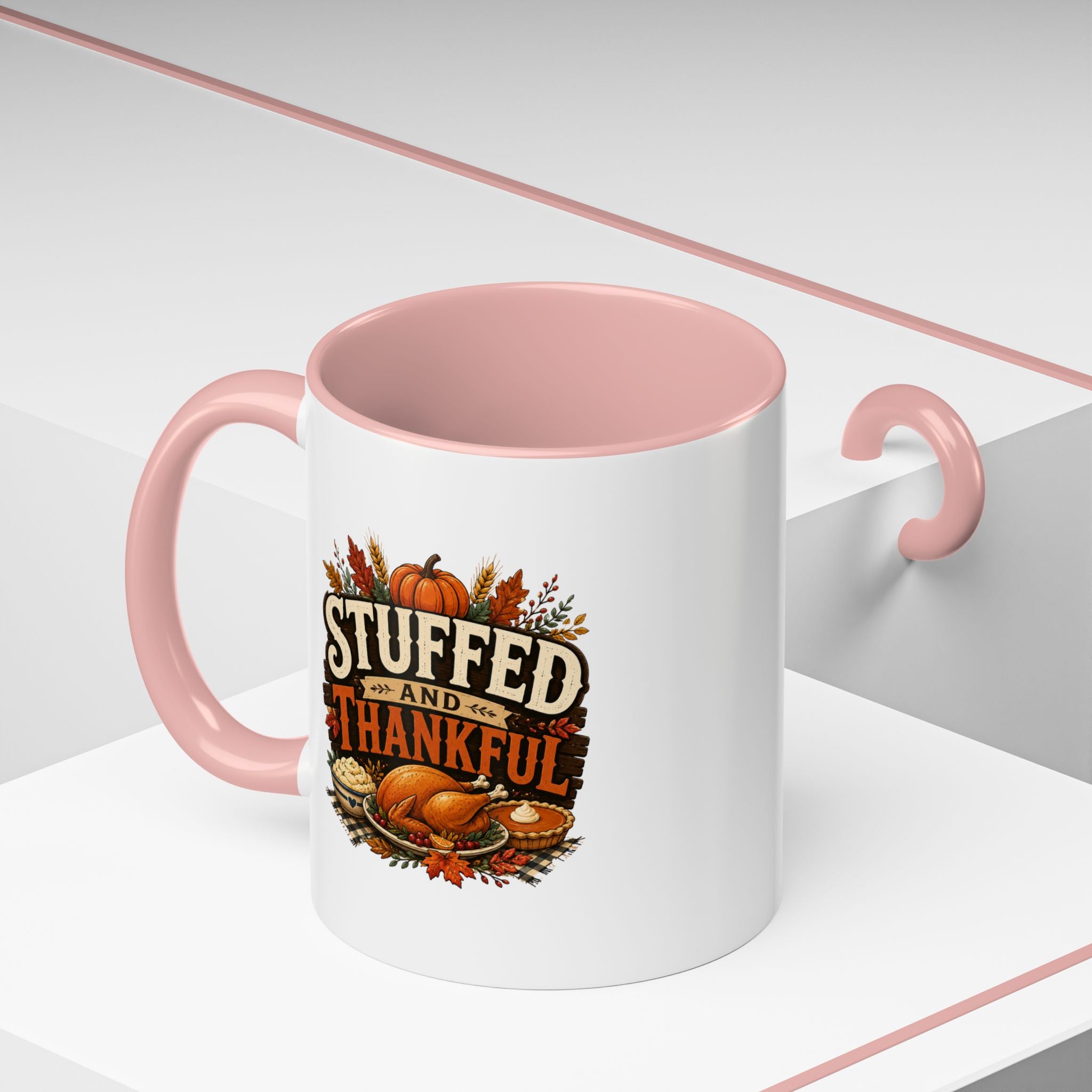 Thanksgiving Mug Stuffed and Thankful Coffee Mug — Thanksgiving Fall Holiday Kitchen Gift