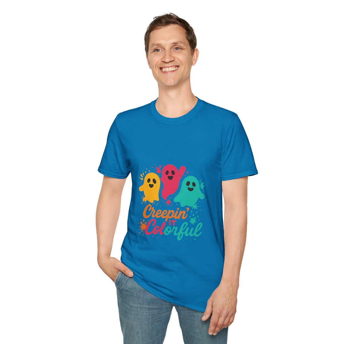 Colorful Creepin' Ghosts Tee — Cute Halloween Shirt - Trending Now - October 2026