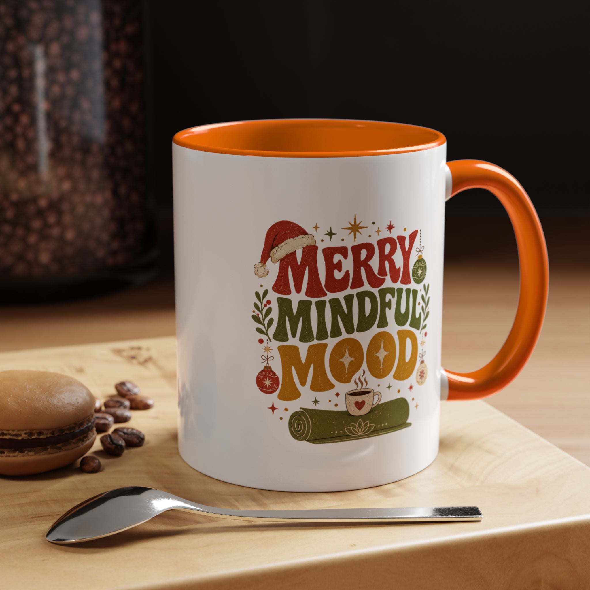 Modern Day Christmas Merry Mindful Mood Coffee Mug — Holiday Yoga & Relaxation Gift