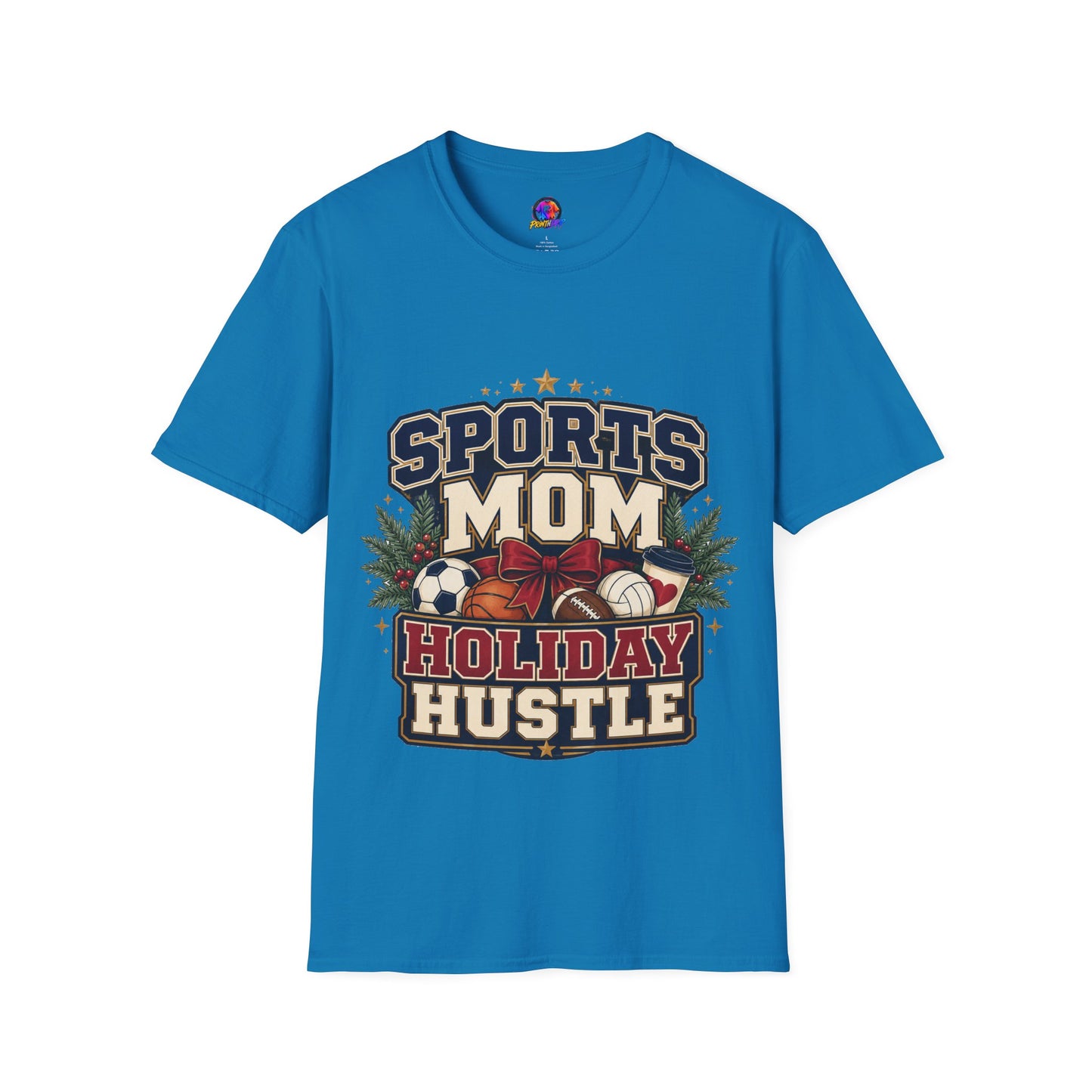 Sports Mom T‑Shirt — "Holiday Hustle" Athletic Mom Tee