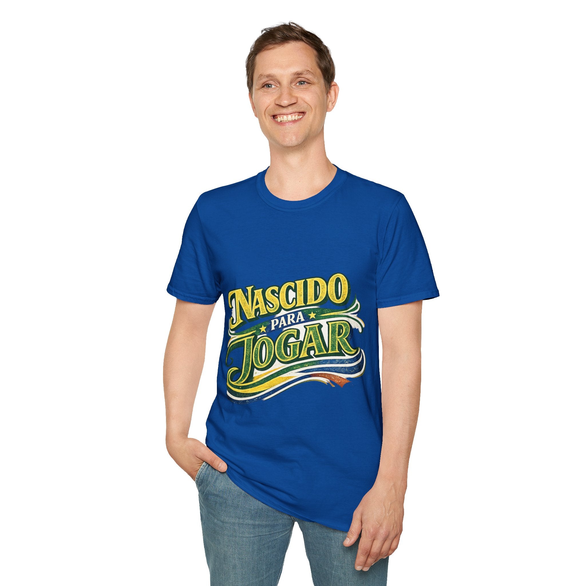 Brazil T‑Shirt — Nascido Para Jogar Vintage Brazilian Soccer Graphic Tee