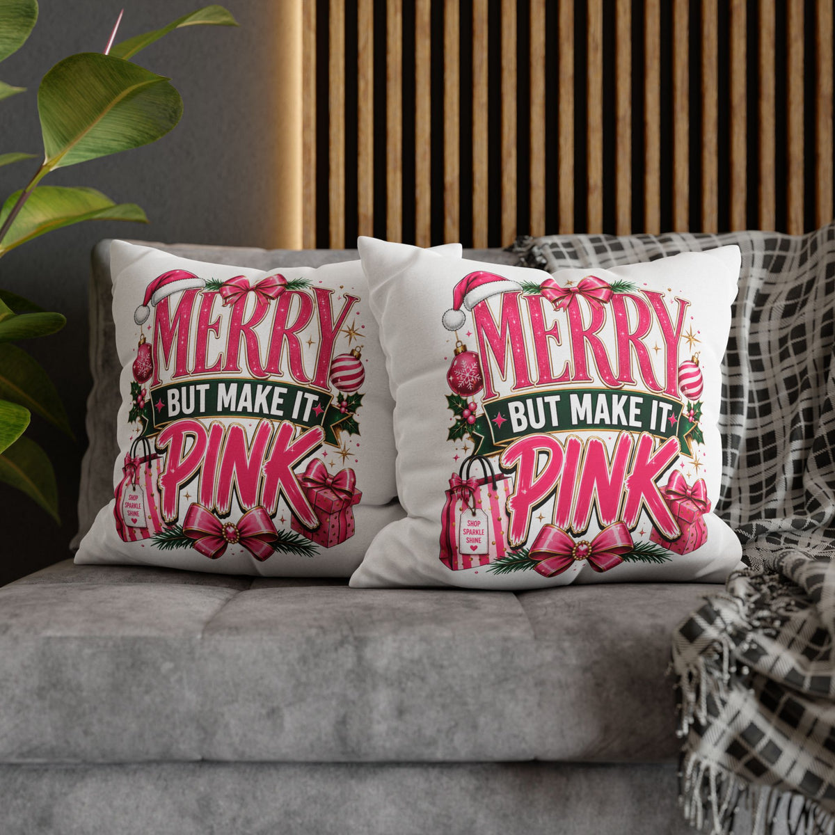 Christmas Merry But Make It Pink Christmas Pillowcase