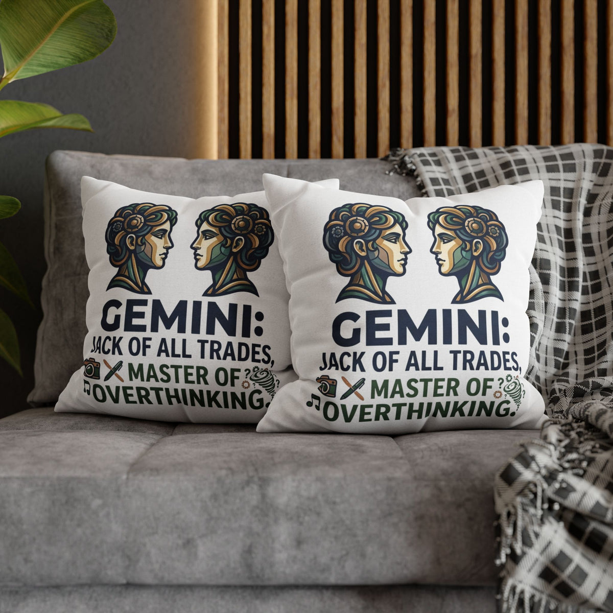 Gemini Pillowcase – "Jack of All Trades, Master of Overthinking" Astrology Throw Pillow