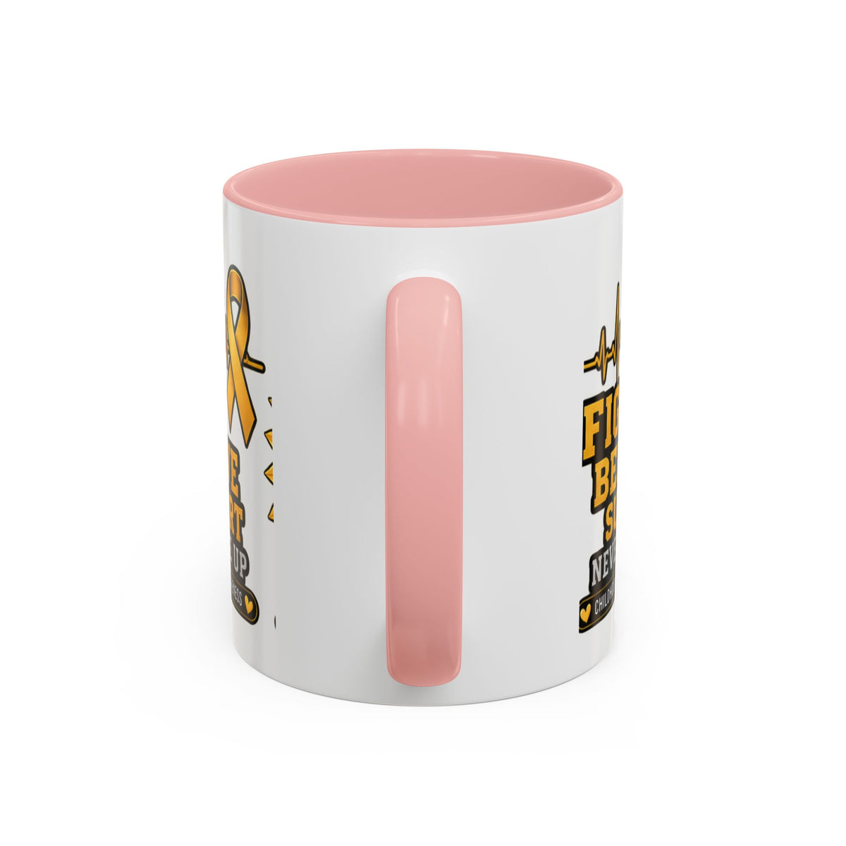 Childhood Cancer Awareness Accent Coffee Mug — "Fight Believe Support" 11/15oz