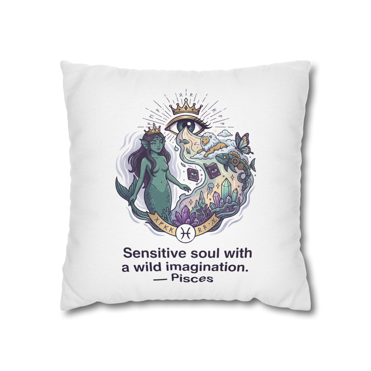 Pisces Zodiac Pillowcase — "Sensitive soul with a wild imagination" Decorative Throw Pillow Cover