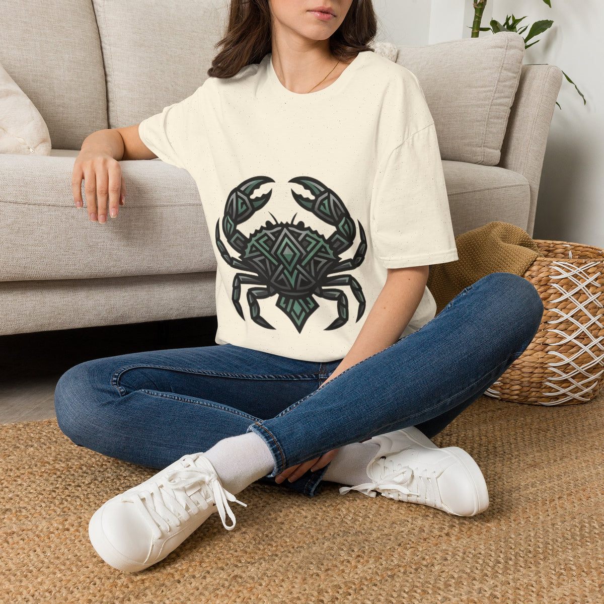 Cancer Zodiac Crab Tribal Graphic T-Shirt — Nautical Beachy Zodiac Style