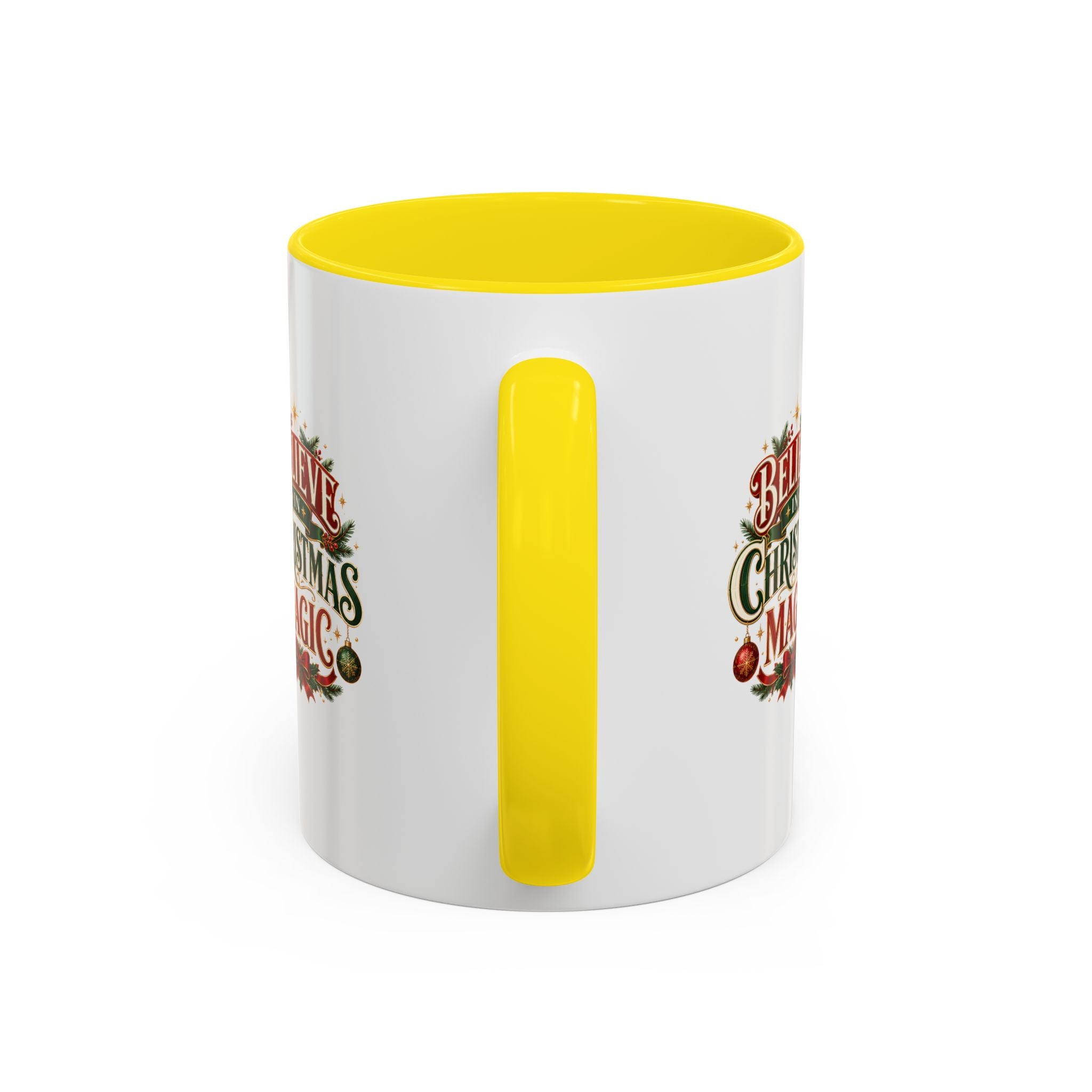 Believe in Christmas Magic Accent Coffee Mug — Festive Holiday ,Ceramic