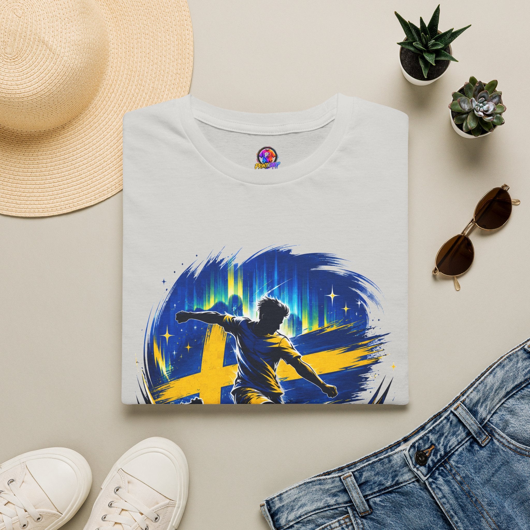 Sweden Nordic Thunder Soccer T-Shirt — Sweden Football Fan Tee