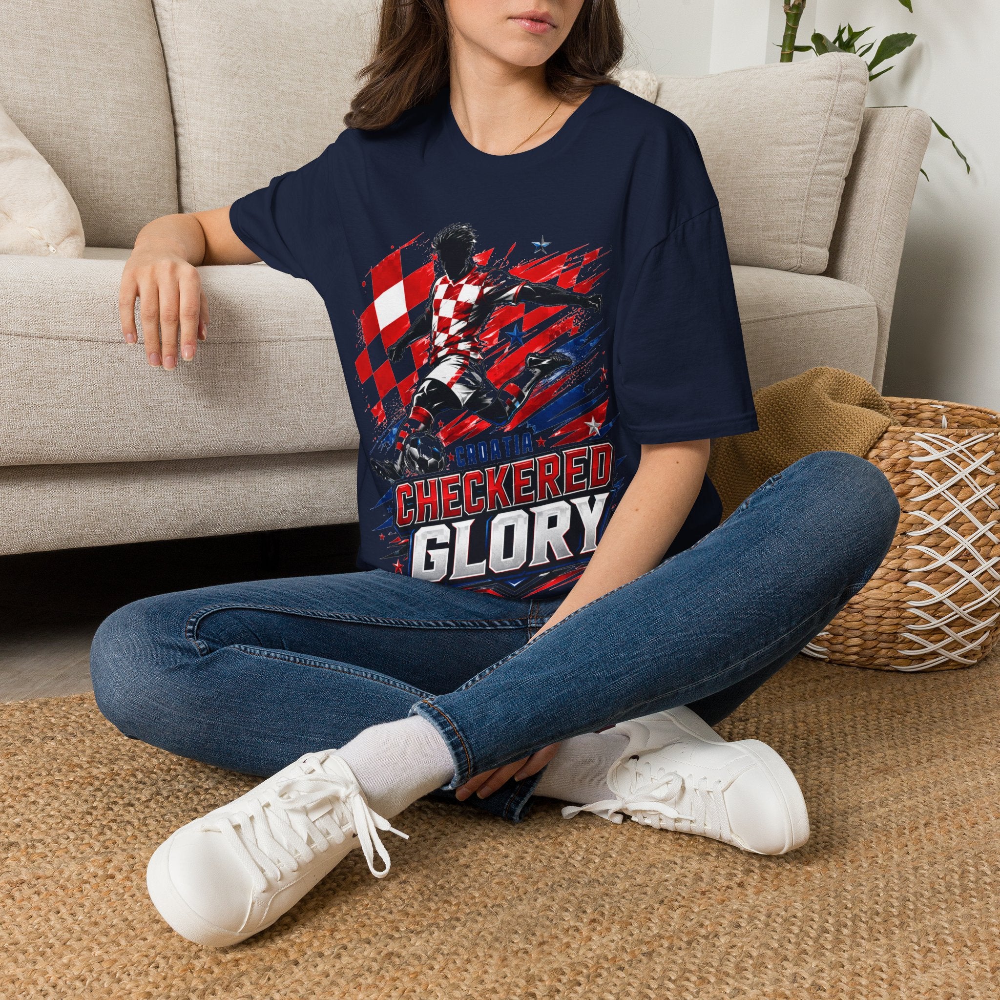 Checkered Glory T-Shirt — Croatia Soccer Fan Tee